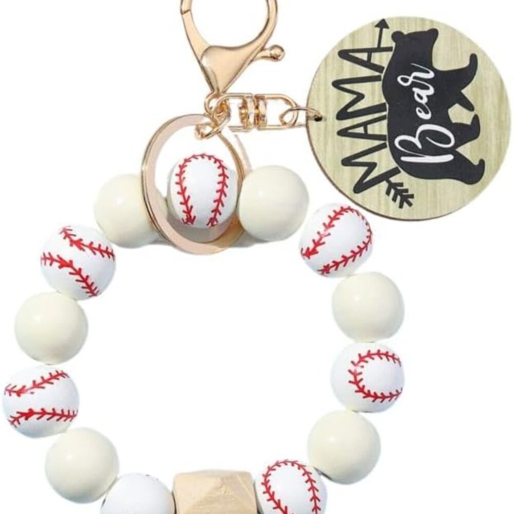 Mama Bear Baseball Beaded Bracelet